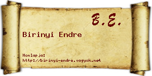 Birinyi Endre névjegykártya